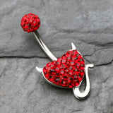 Devil's Heart Multi-Gem Sparkle Belly Button Ring-Red