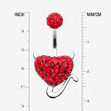 Devil's Heart Multi-Gem Sparkle Belly Button Ring-Red