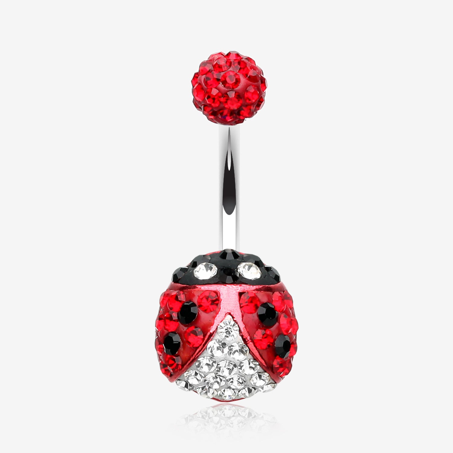 Adorable Lady Bug Multi-Gem Sparkle Belly Button Ring-Red