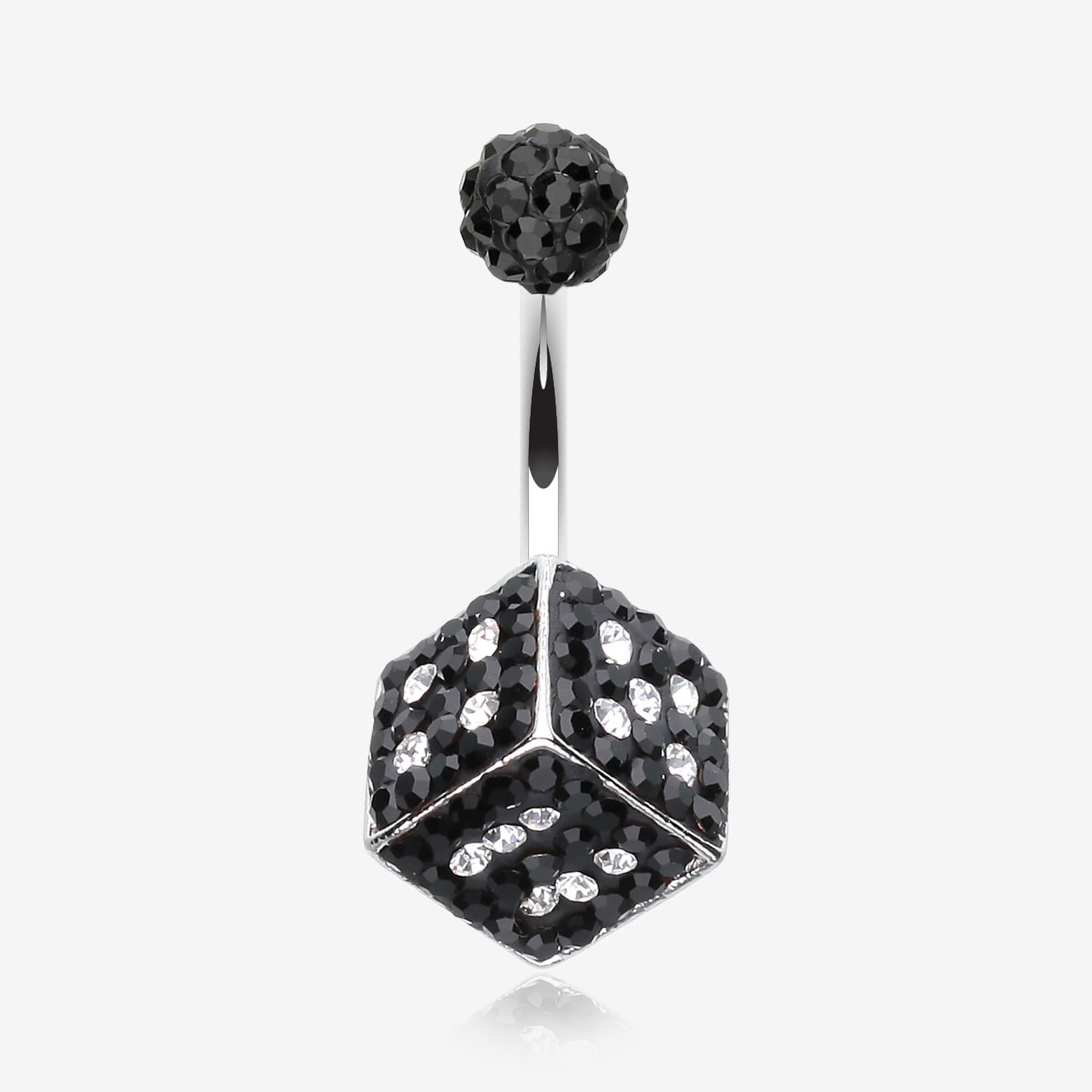 Ice Dice Multi-Gem Sparkle Belly Button Ring-Black/Clear