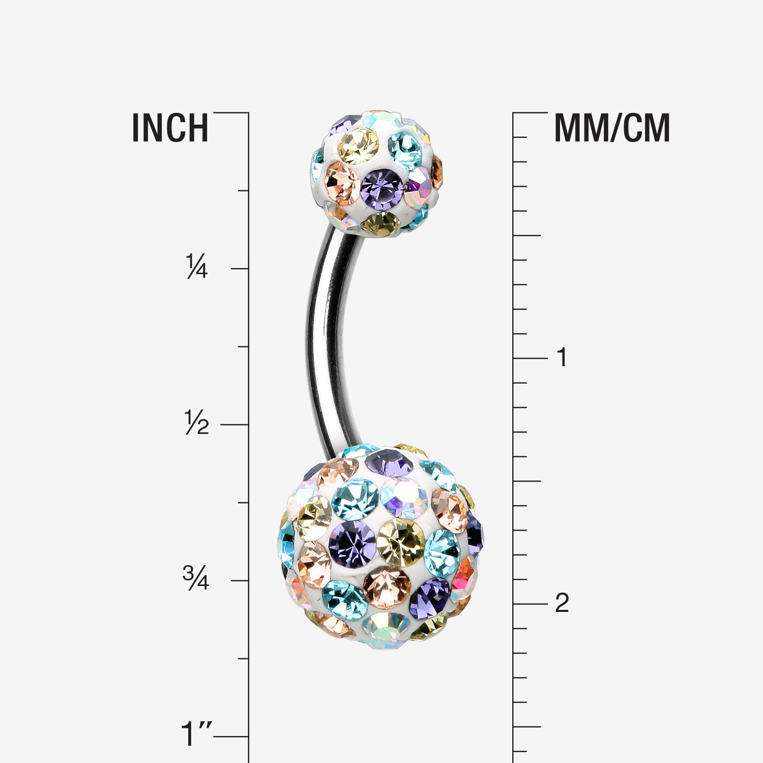 Detail View 1 of Brilliant Multi-Gem Sprinkle Sparkle Belly Ring-Aurora Borealis/Light Pink/Aqua