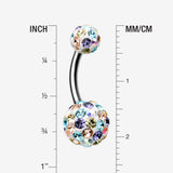 Detail View 1 of Brilliant Multi-Gem Sprinkle Sparkle Belly Ring-Aurora Borealis/Light Pink/Aqua