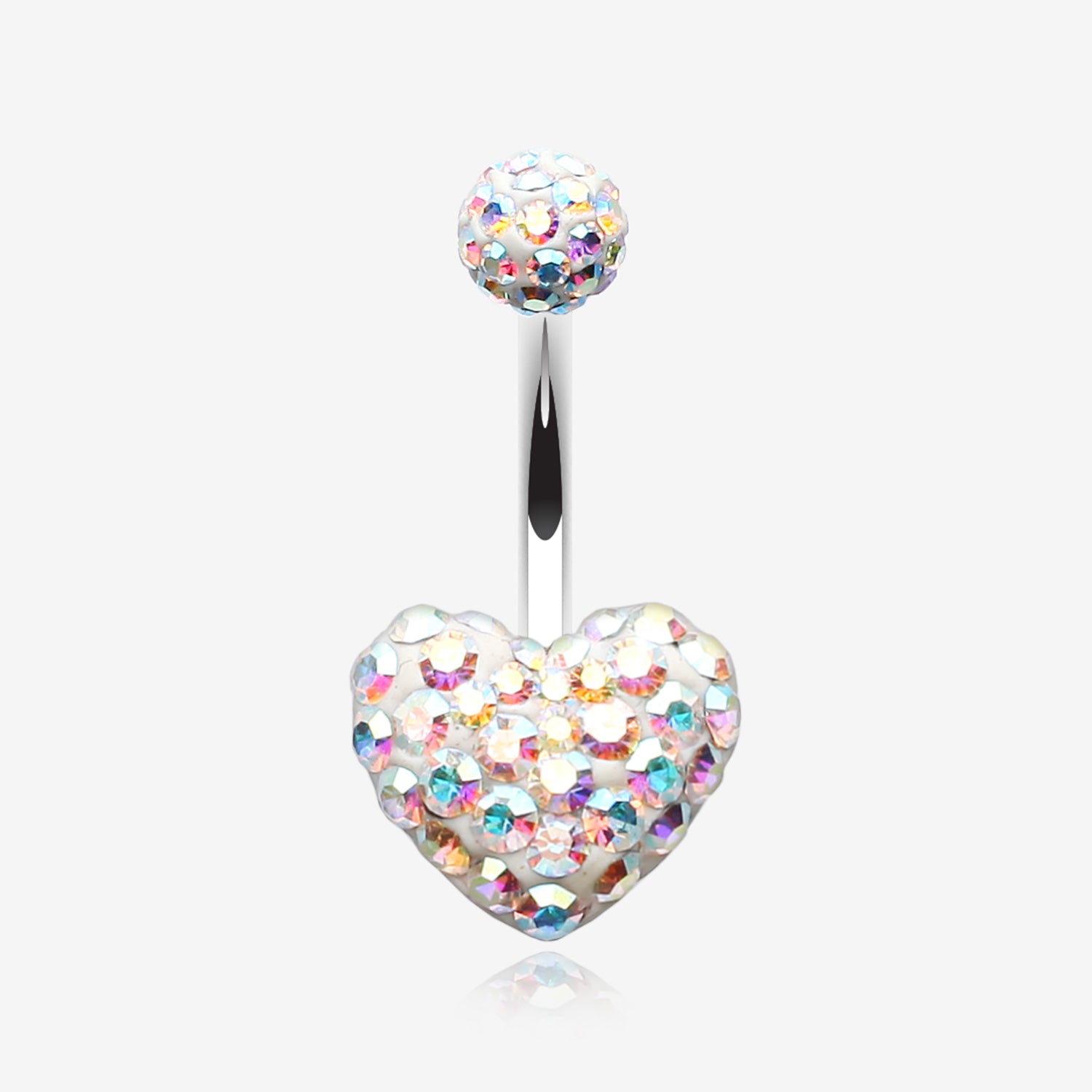 Multi-Gem Sparkle Heart Multi-Gem Belly Button Ring-Aurora Borealis