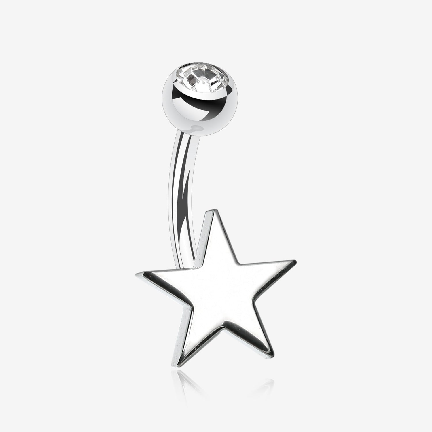 Nova Star Steel Belly Button Ring-Clear Gem