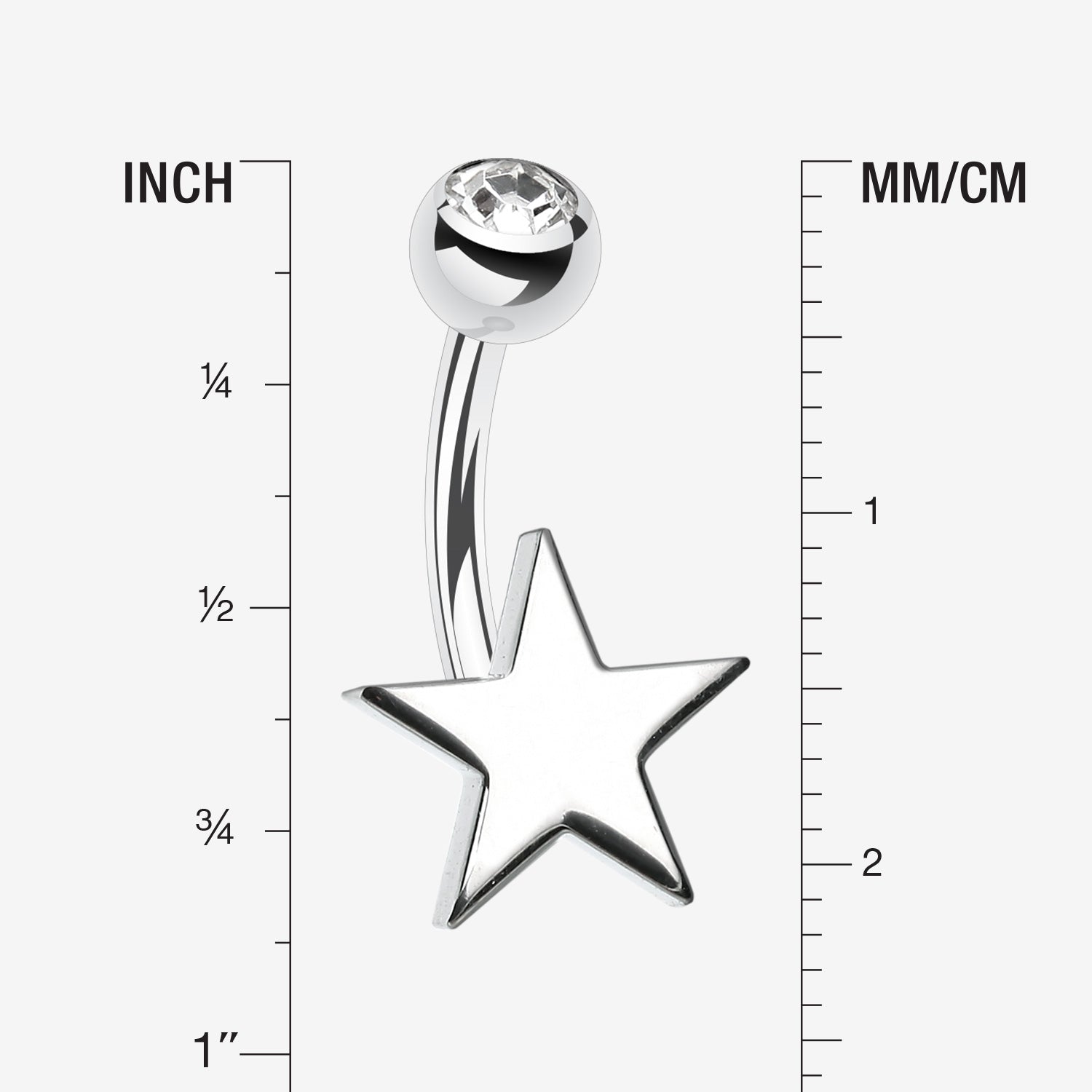Detail View 1 of Nova Star Steel Belly Button Ring-Clear Gem/White