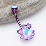 Detail View 2 of Colorline Iridescent Revo Ariel's Shell Belly Button Ring-Purple/Light Purple