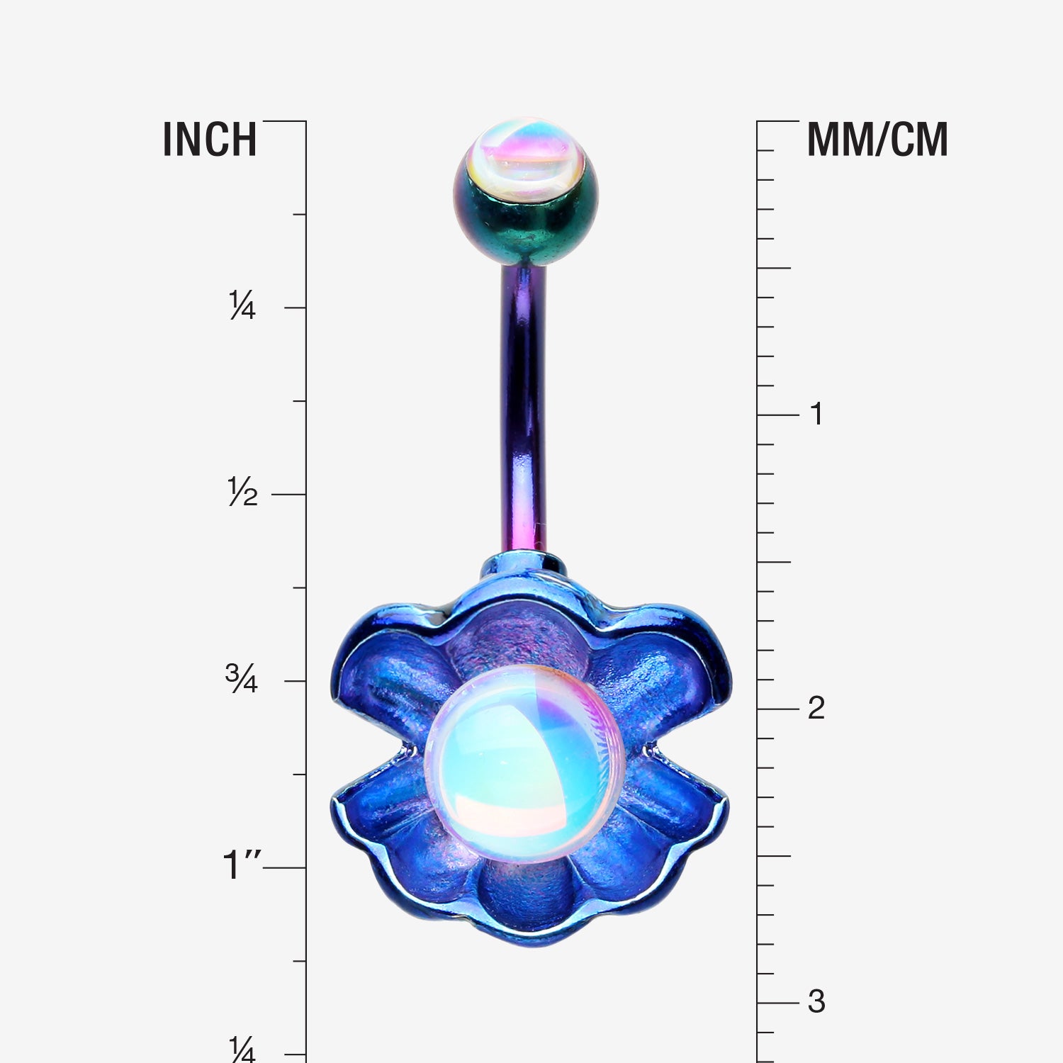 Detail View 1 of Colorline Iridescent Revo Ariel's Shell Belly Button Ring-Rainbow