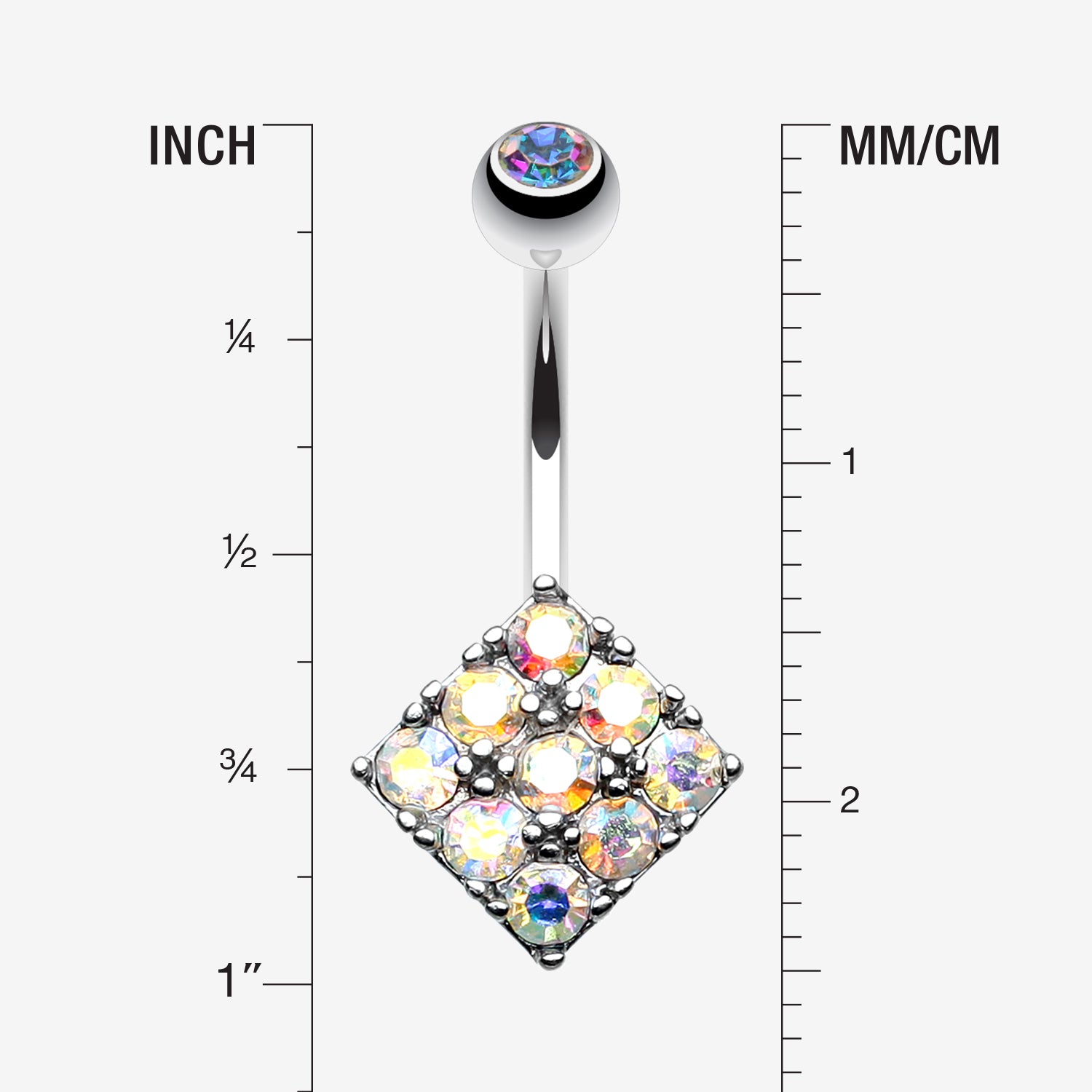 Detail View 1 of Sparkle Overload Belly Button Ring-Aurora Borealis