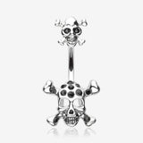 Double Pirate Skull Belly Button Ring