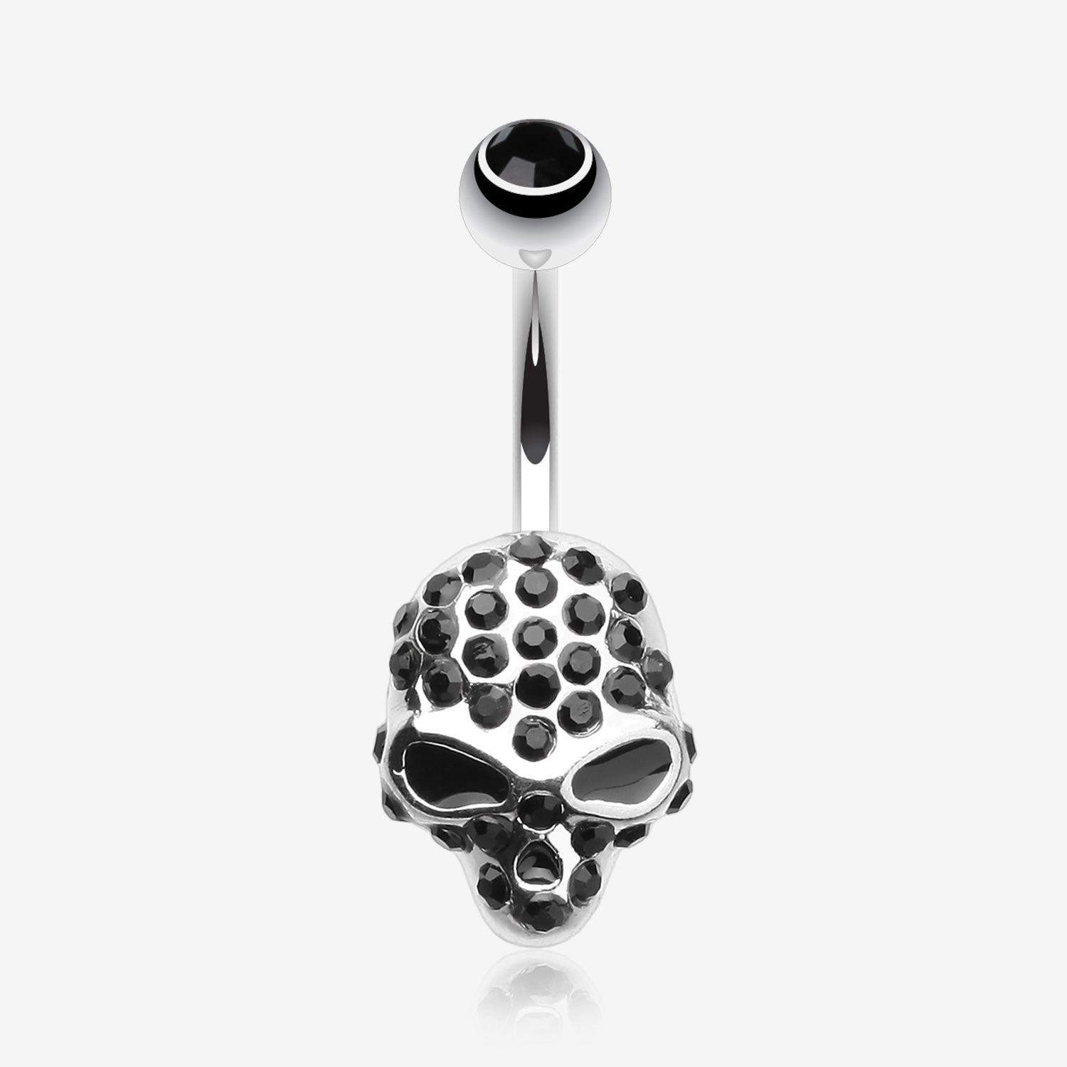 Death Skull Mask Belly Button Ring-Black