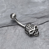 Detail View 2 of Death Skull Mask Belly Button Ring-Black