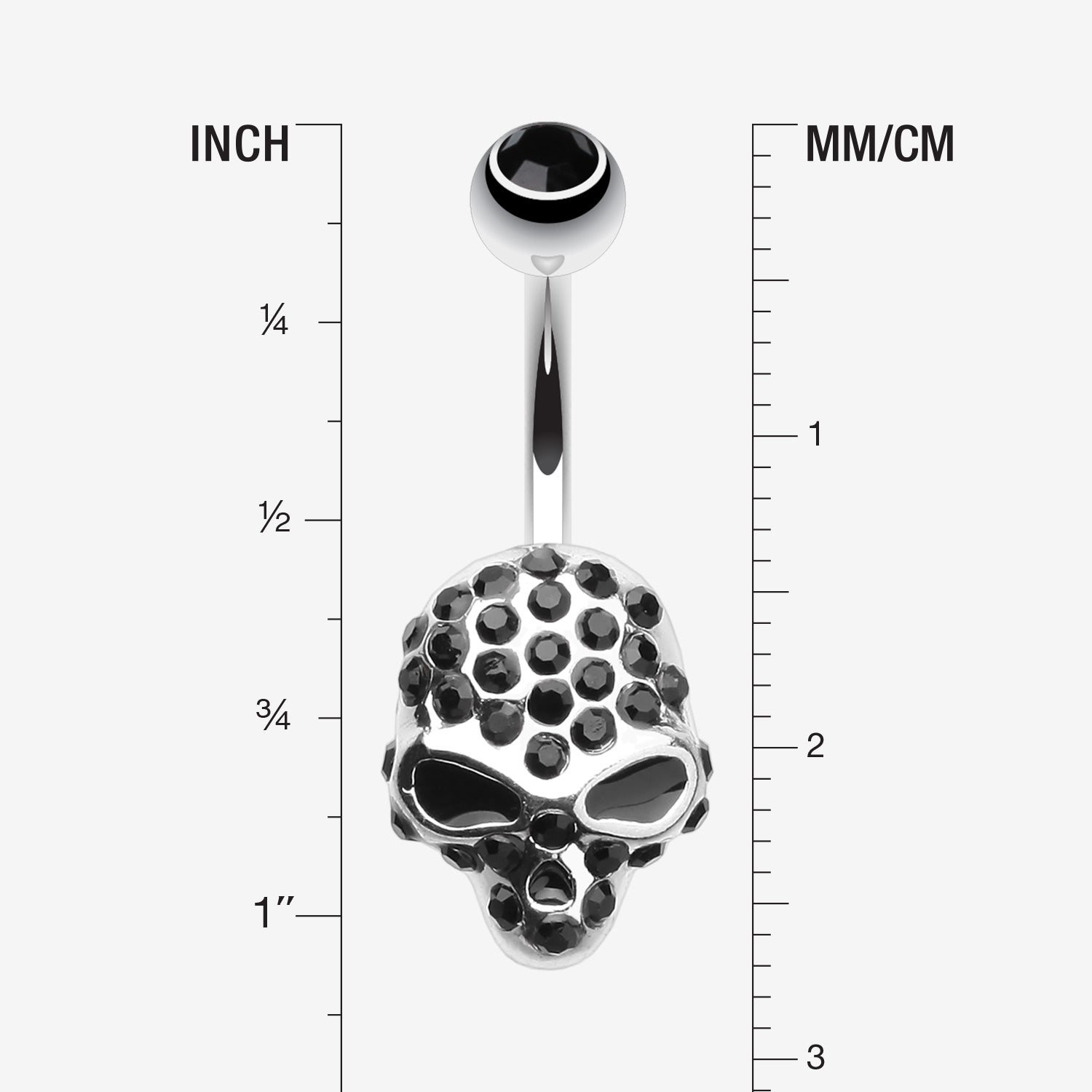 Detail View 1 of Death Skull Mask Belly Button Ring-Black