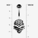 Detail View 1 of Death Skull Mask Belly Button Ring-Black