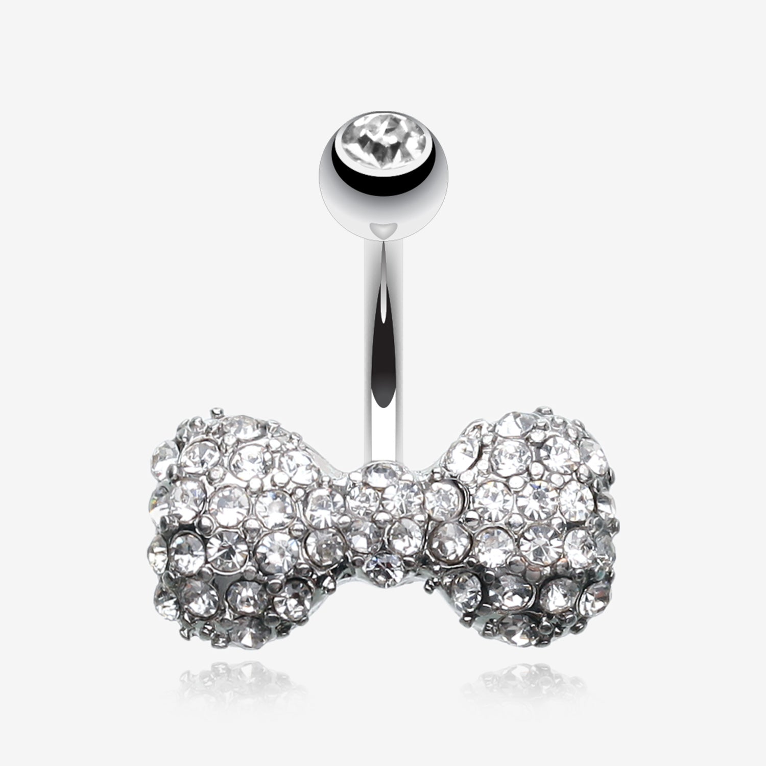 Sparkle Wonder Bow-Tie Belly Button Ring-Clear Gem