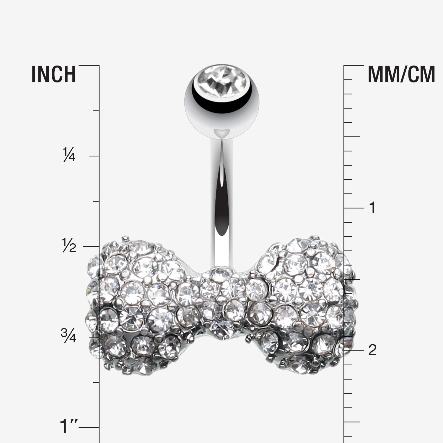 Detail View 1 of Sparkle Wonder Bow-Tie Belly Button Ring-Clear Gem