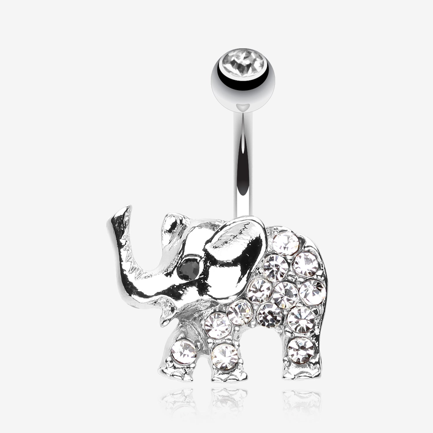 Elephant Walk Belly Button Ring-Clear Gem