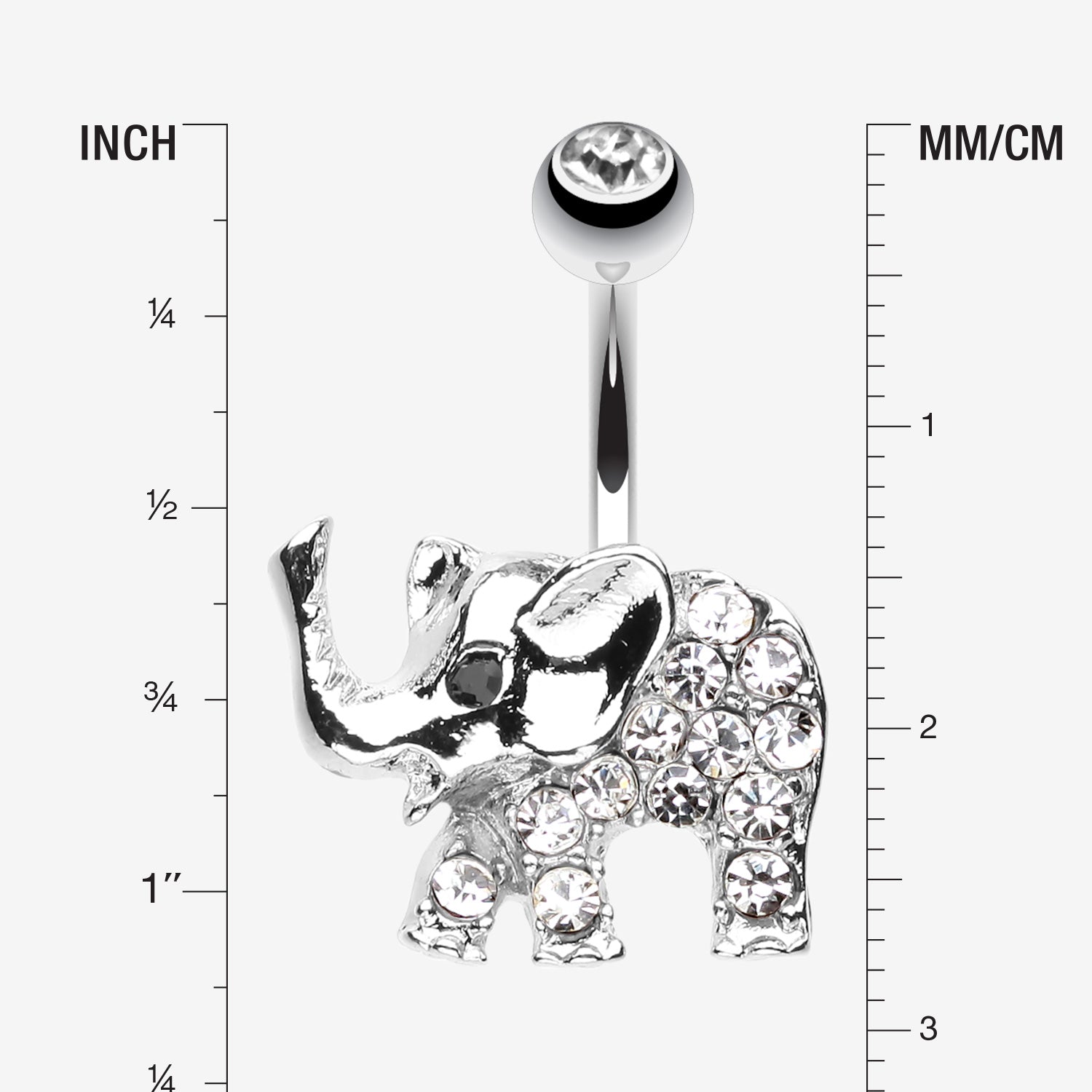 Detail View 1 of Elephant Walk Belly Button Ring-Clear Gem