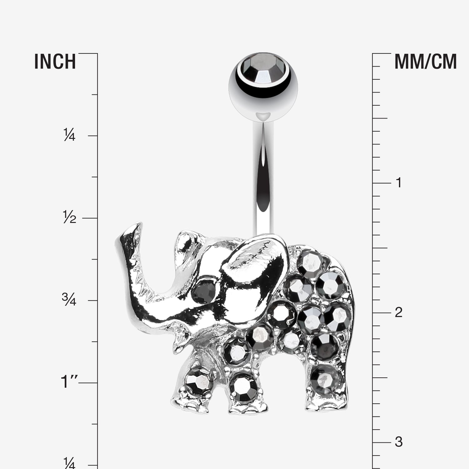 Detail View 1 of Elephant Walk Belly Button Ring-Hematite