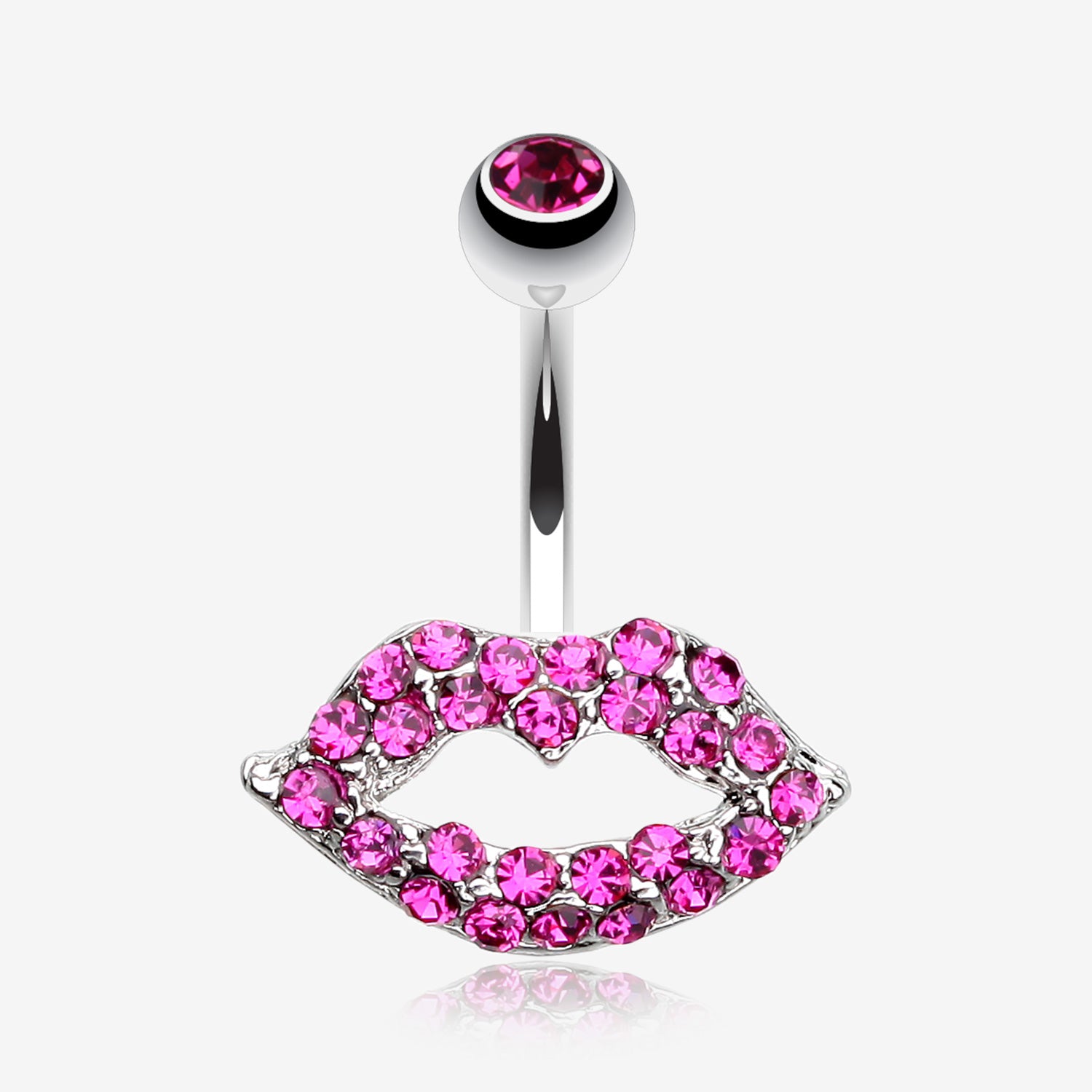 Glamour Sexy Lips Belly Button Ring-Fuchsia