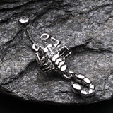 Detail View 2 of Dangling Scorpion Belly Button Ring-Clear Gem