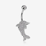 Adorable Dolphin Brilliant Sparkle Belly Button Ring