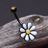 Detail View 2 of Blackline Adorable Spring Daisy Belly Button Ring-Black/Yellow