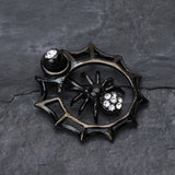 Detail View 2 of Spider in Web Sparkle Belly Ring-Black
