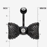 Detail View 1 of Colorline Mesh Bow-Tie Belly Button Ring-Black/Clear