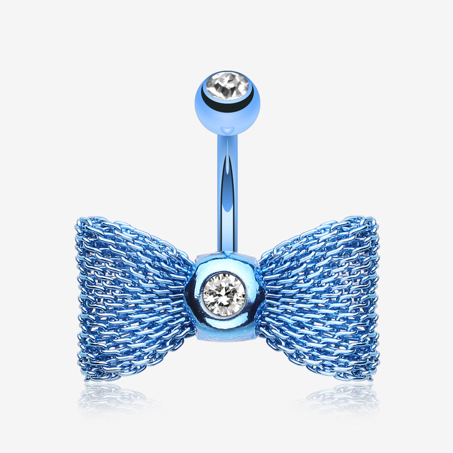 Colorline Mesh Bow-Tie Belly Button Ring-Blue/Clear