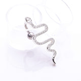 Detail View 2 of Snake Sparkle Top Down Reverse Belly Button Ring-Clear Gem
