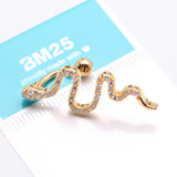 Detail View 4 of Golden Snake Sparkle Top Down Reverse Belly Button Ring-Clear Gem