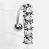 Detail View 2 of Classic Vertical Sparkles Reverse Belly Button Ring-Clear Gem