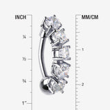 Detail View 1 of Classic Vertical Sparkles Reverse Belly Button Ring-Clear Gem