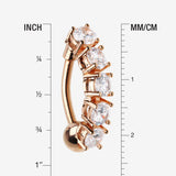 Detail View 1 of Rose Gold Classic Vertical Sparkles Reverse Belly Button Ring-Clear Gem