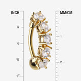 Detail View 1 of Golden Classic Vertical Sparkles Reverse Belly Button Ring-Clear Gem