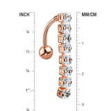 Detail View 1 of Rose Gold Classic Princess Gems Vertical Sparkle Reverse Belly Button Ring-Clear Gem