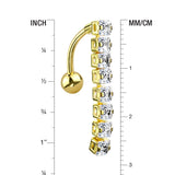 Detail View 1 of Golden Classic Princess Gems Vertical Sparkle Reverse Belly Button Ring-Clear Gem