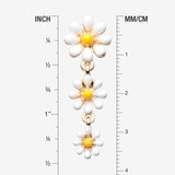 Detail View 1 of Golden Adorable Spring Daisy Flowers Reverse Belly Button Ring-White/Yellow