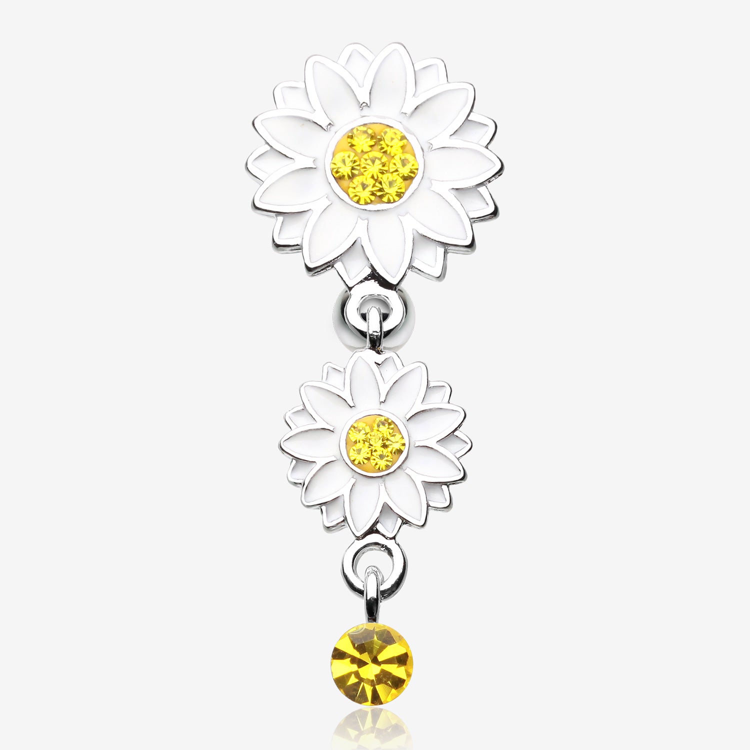 Beach Sunflower Reverse Belly Button Ring-Yellow