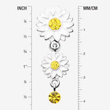Detail View 1 of Beach Sunflower Reverse Belly Button Ring-Yellow