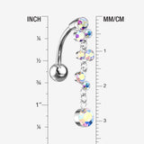 Detail View 1 of Cascading Sparkle Bauble Chandelier Reverse Belly Button Ring-Aurora Borealis