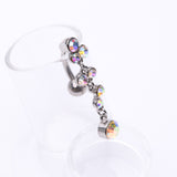 Detail View 2 of Cascading Sparkle Bauble Chandelier Reverse Belly Button Ring-Aurora Borealis