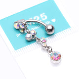 Detail View 4 of Cascading Sparkle Bauble Chandelier Reverse Belly Button Ring-Aurora Borealis