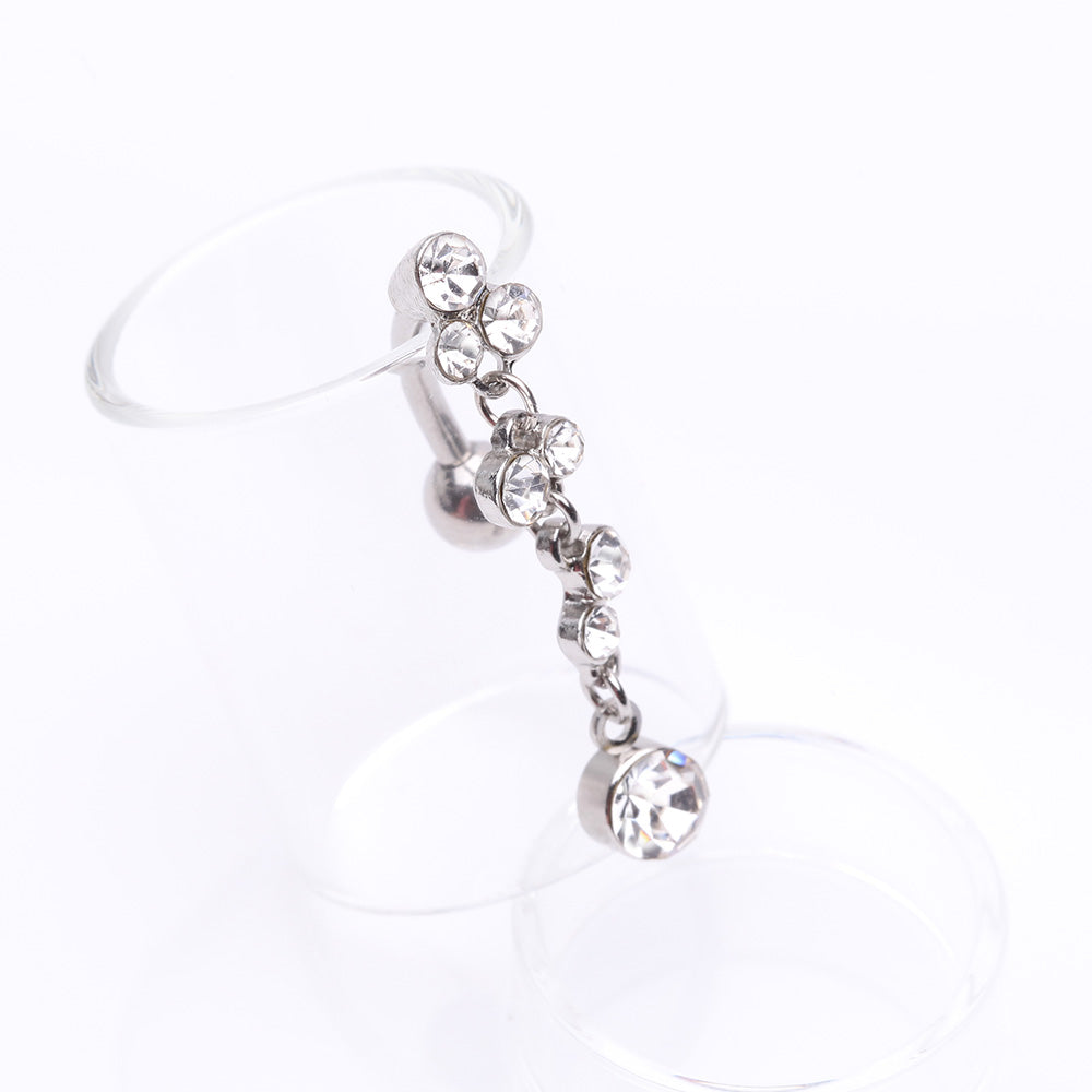 Detail View 2 of Cascading Sparkle Bauble Chandelier Reverse Belly Button Ring-Clear Gem