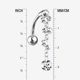Detail View 1 of Cascading Sparkle Bauble Chandelier Reverse Belly Button Ring-Clear Gem