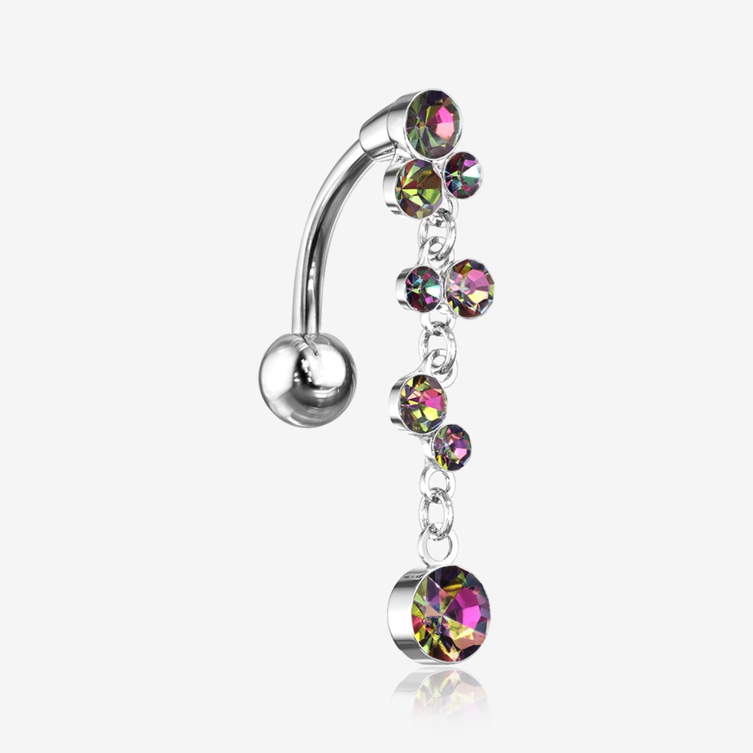 Cascading Sparkle Bauble Chandelier Reverse Belly Button Ring-Vitrail Medium