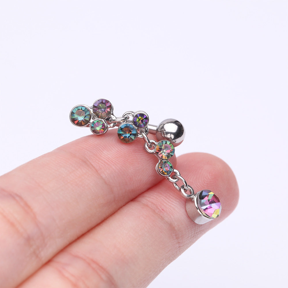 Detail View 3 of Cascading Sparkle Bauble Chandelier Reverse Belly Button Ring-Vitrail Medium