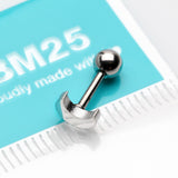 Detail View 2 of Flat Crescent Moon Top Cartilage Tragus Barbell Earring