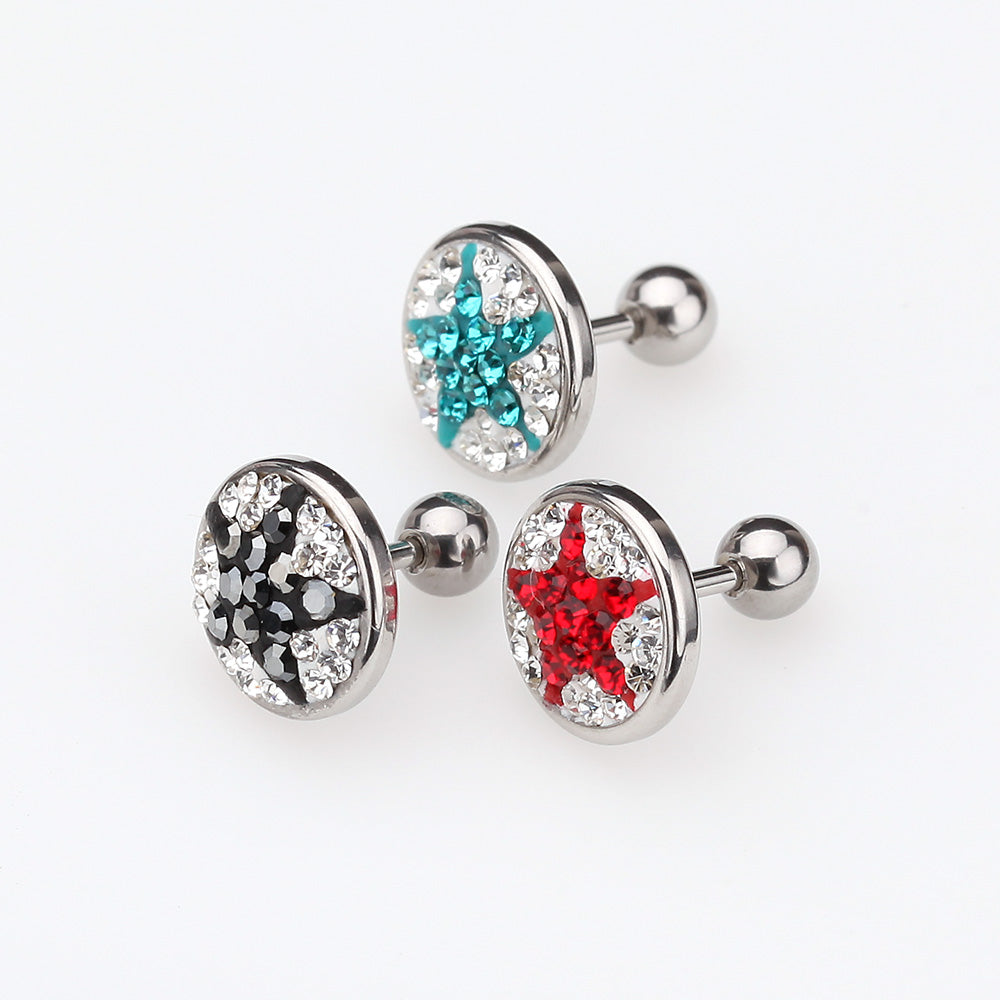 Shining Star Multi-Gem Cartilage Earring-Clear/Red