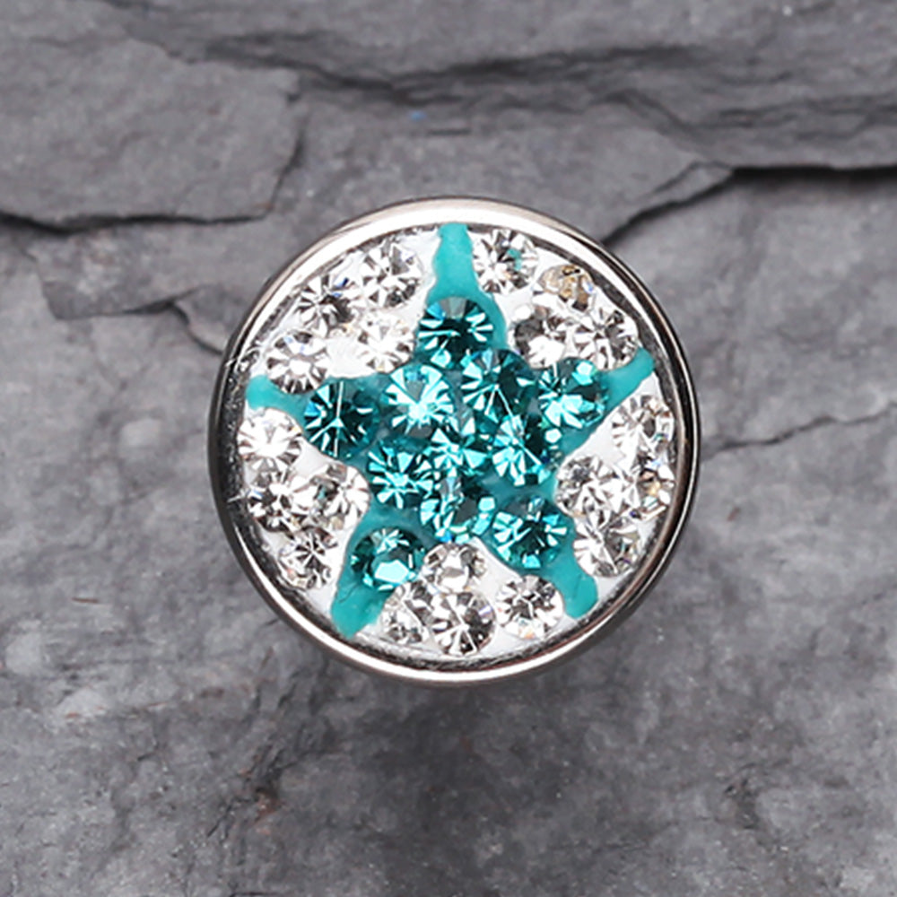 Shining Star Multi-Gem Cartilage Earring-Clear/Teal